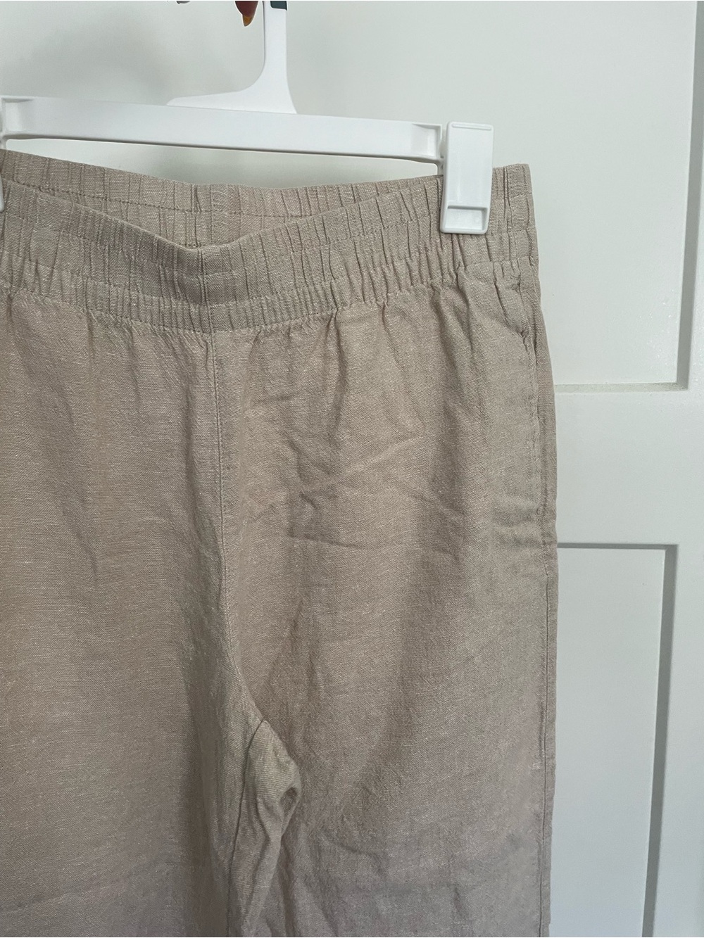 Old Navy High Rise Wide Leg Elastic Waist Linen-Blend Pants - Beige - Picture 4 of 8